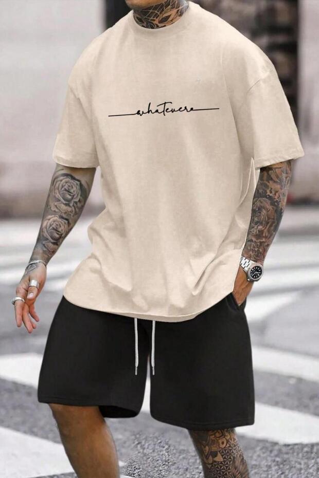 تيشيرت رجالي كبير الحجم مطبوع عليه Kumbeige Whatever