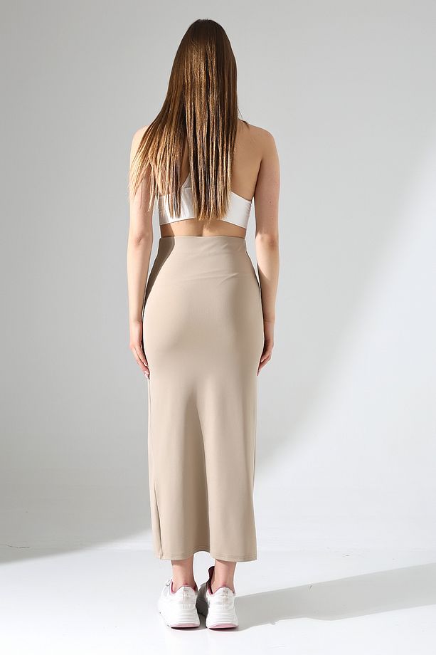 Dalgıç Kumaş Yırtmaçlı Uzun Etek Maxi Boy 92 Cm - 8