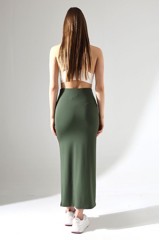Dalgıç Kumaş Yırtmaçlı Uzun Etek Maxi Boy 92 Cm - 8