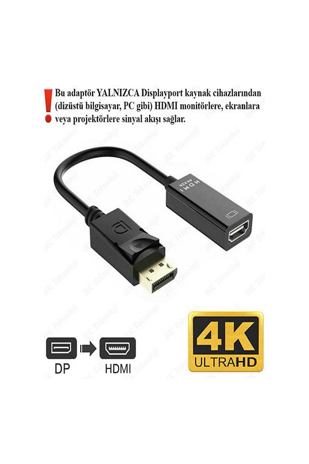 Mini Dısplayport'tan Hdmı'ya 4K Destekli Aktif Çevirici Dönüştürücü Adaptör Kablo Mini DP to Hdmi - 7