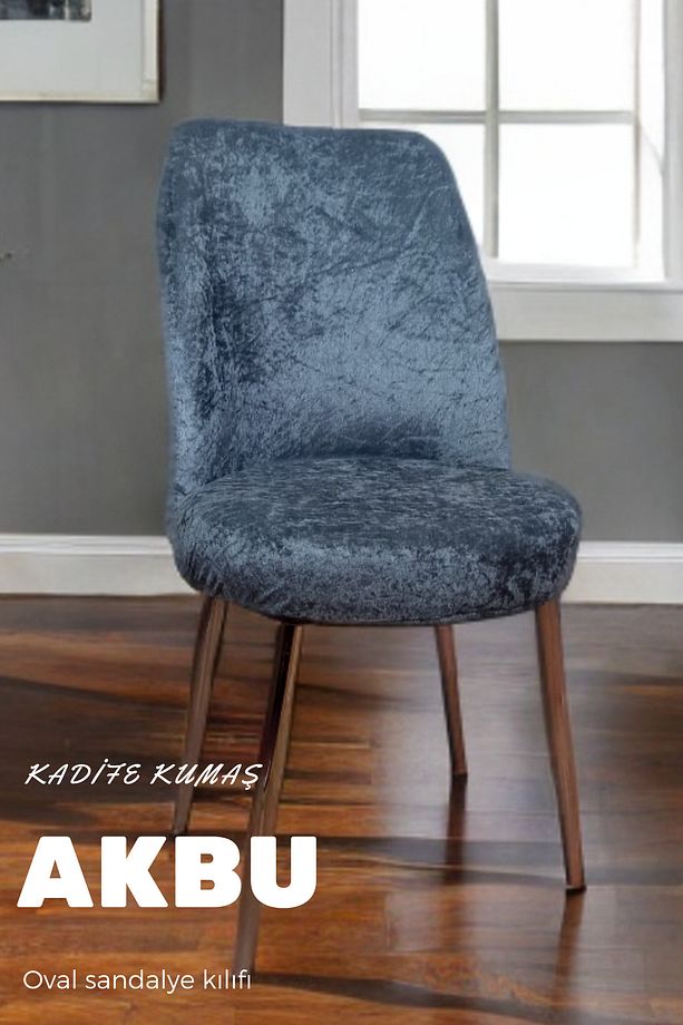 Kadife Sandalye Kılıfı , Lastikli ,sandalye Örtüsü, Oval Sandalye Kılıfı Oval Sandalye Örtüsü 1 Adet - 1