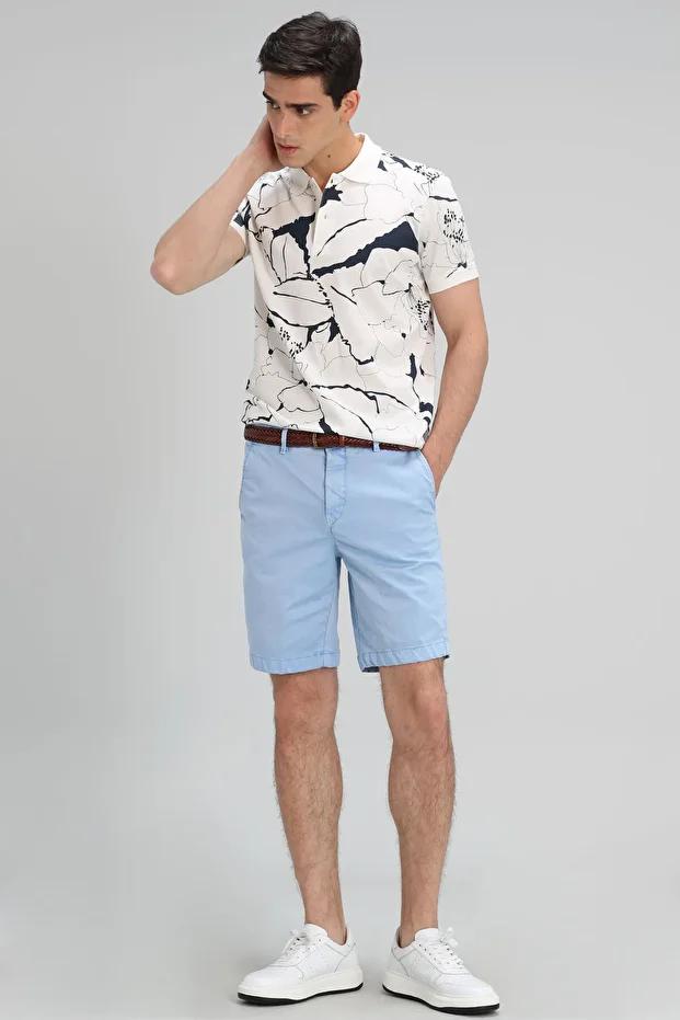 Zegler Spor Erkek Chino Şort Slim Fit Mavi - 1