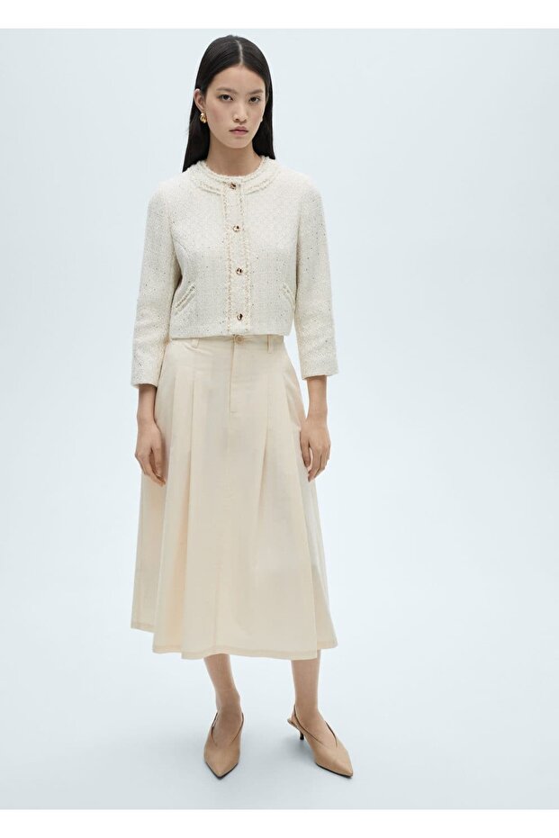 İri pileli midi etek - 8