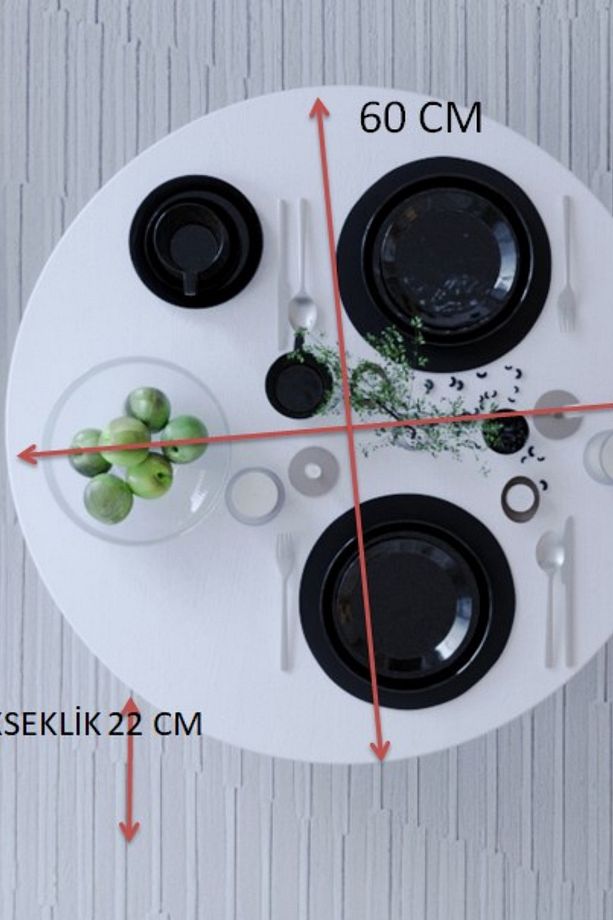 Kozalak Yuvarlak Katlanabilir Ayaklı Yer Sofrası 60 Cm Çaplı - 4