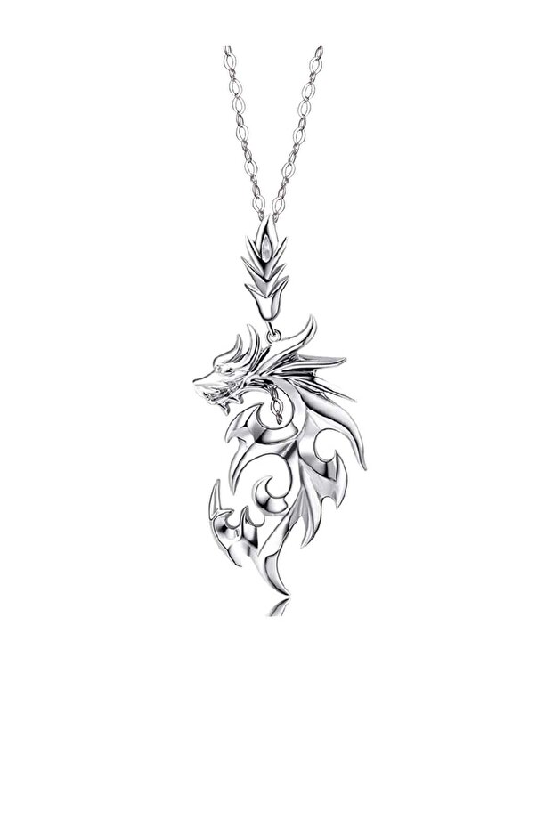 Gümüş Kaplama Would Ejderha Kolye - 1