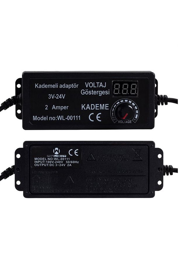 3 Volt - 24 Volt 2 Amper 5.5*2.5 Standart Uçlu Digital Ekranlı Ayarlı Kademeli Adaptör Dijital Ekran - 4