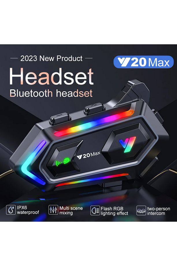 Helmet Y20 Max İntercom Kablosuz Bluetooth 5.3 Kask Kulaklık 300 Metre Çekim Mesafesi Rgb Efekt - 3