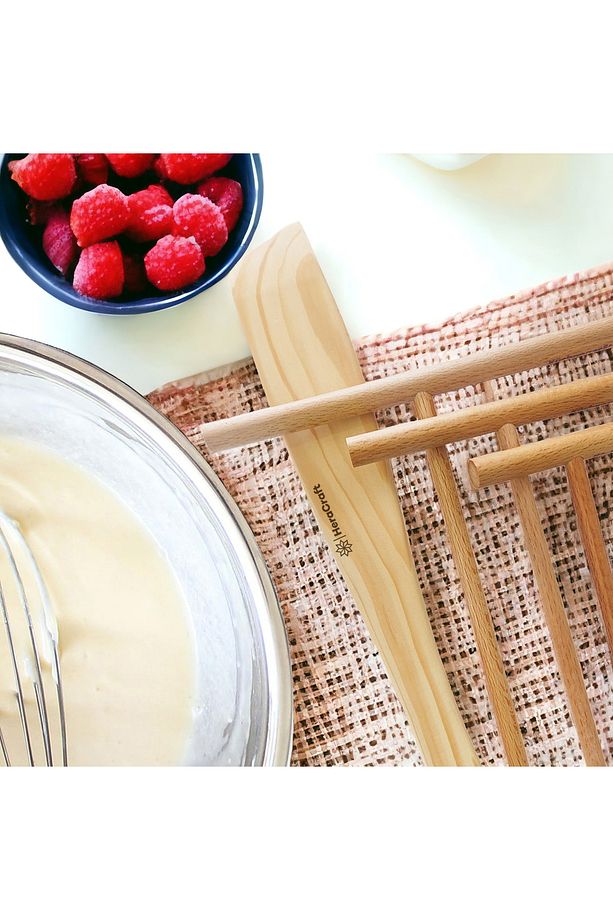 Krep Yapma Seti 3 Boy Krep Serpme Çubuğu Spatula Bambo Ahşap Bardak ile - 6