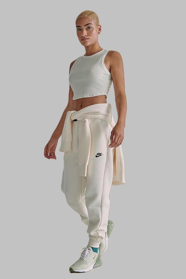 Sportswear Tech Fleece Standart Fit Mid Rise Jogger Cream Color Kadın Eşofman Altı Krem Rengi - 6