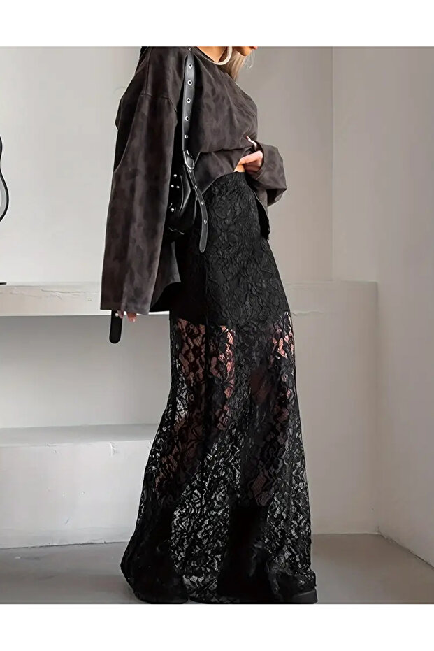 Mini Long Skirt Inside Maxi Guipure Skirt Full Imported Lace Guipure Skirt