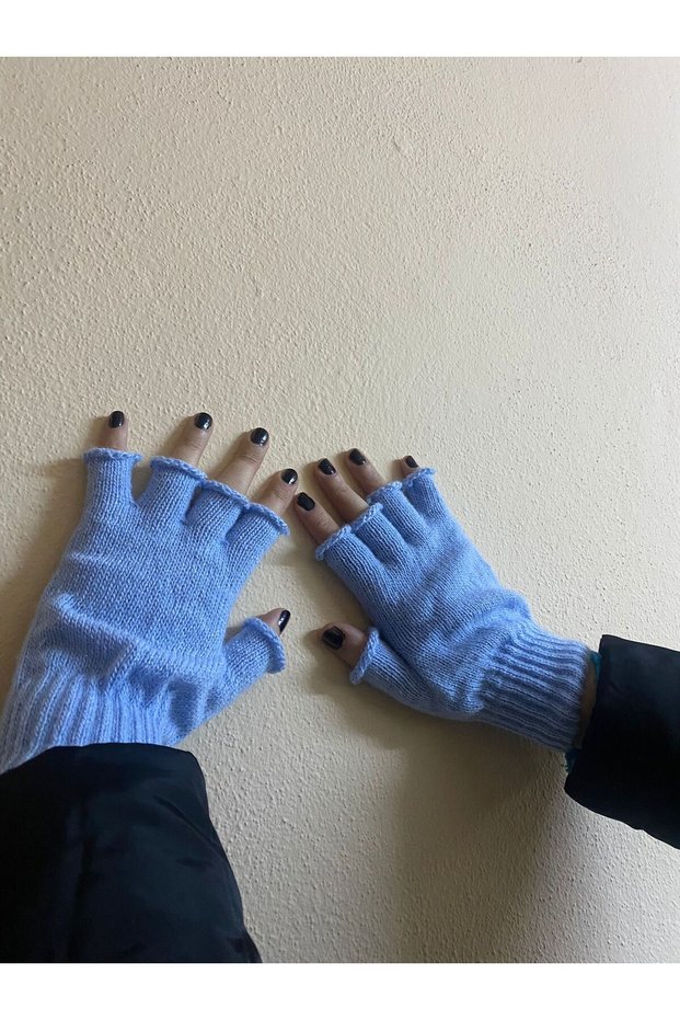 Short Cut Fingerless Winter Gloves - Knitwear Cut Finger - Fingerless - Gift New Year Christmas