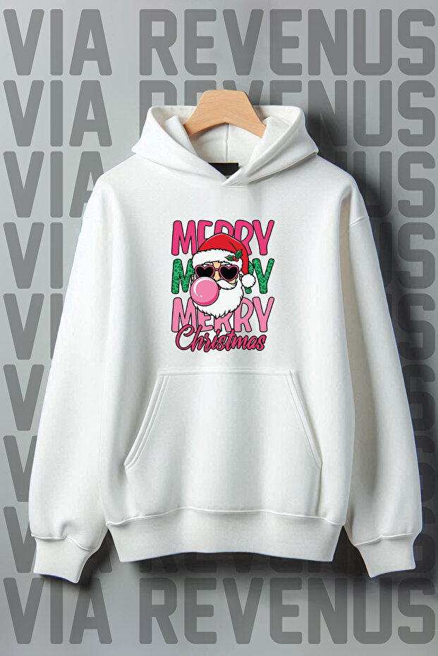 Merry Merry Christmas Printed Christmas Gift Hooded Sweatshirt