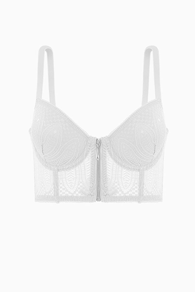 Noa Lace Bustier Bra - Push Up, Padded - Fashion - 2509 - Ecru