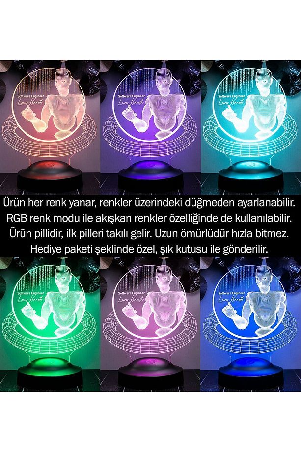Web Tasarımcı hediyesi, Yazılımcı Hediyesi, Grafiker Hediyesi, Developer Hediyesi, 3D Led Lamba - 4
