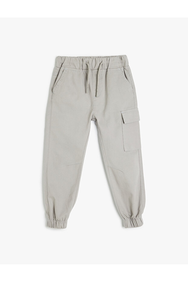 Cotton Tie Waist Cargo Pocket Jogger Pants