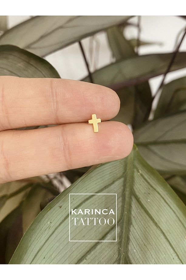 Haç Piercing Cross Kaliteli Cerrahi Çelik Burun Conch Forward Helix Piercing Kıkırdak Tragus Küpe - 4