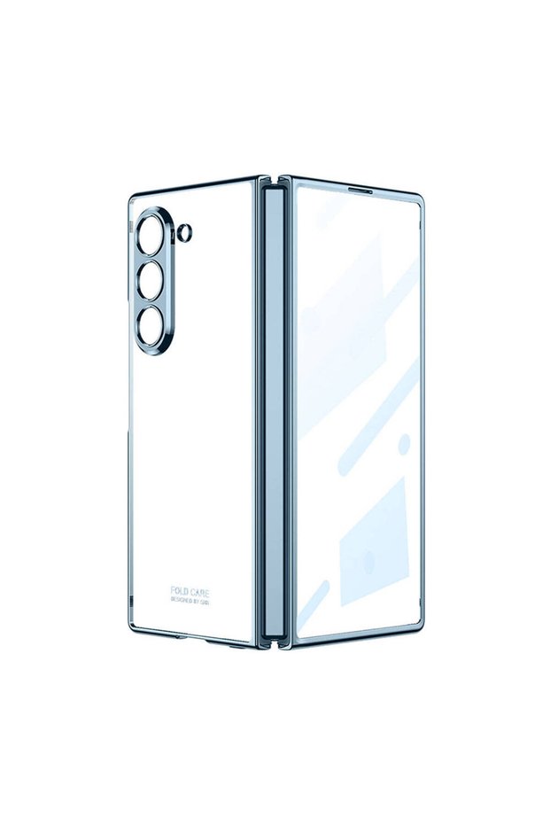 Samsung Galaxy Z Fold 6 Case Full Glass Transparent Cover Blue