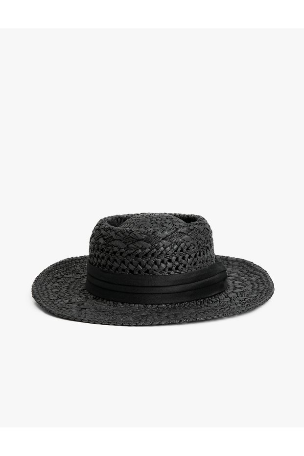 Straw Hat with Band Detail