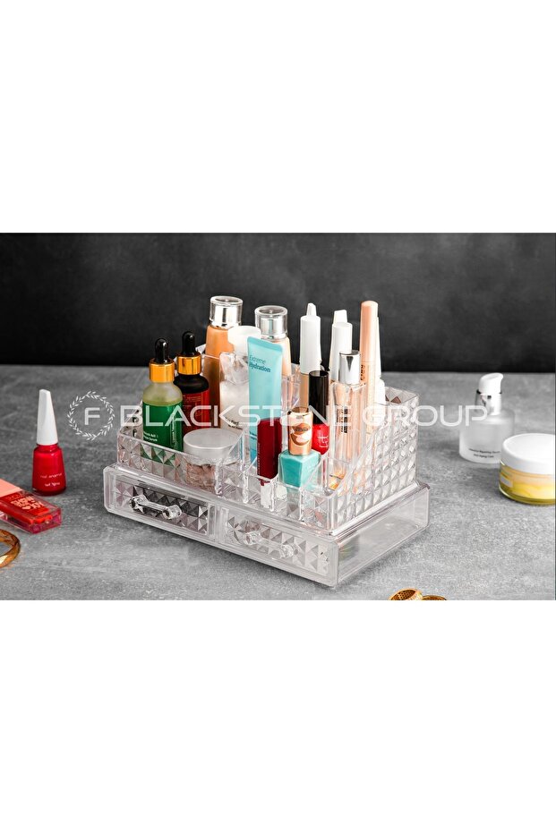 2 Drawers Luxury Makeup Jewelry Pen Holder Cosmetic Organizer Organizer