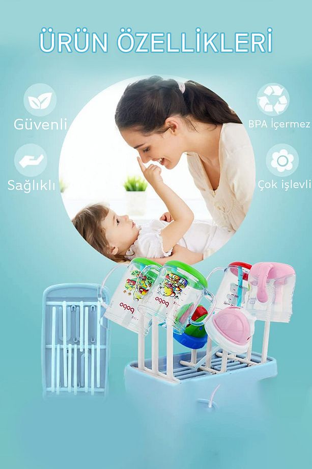 Biberon Kurutucu Katlanabilir Kurutma Standı Emzik Şişe Bardak Rafı Çocuk Diş Fırçası Bebek Temizlik - 4