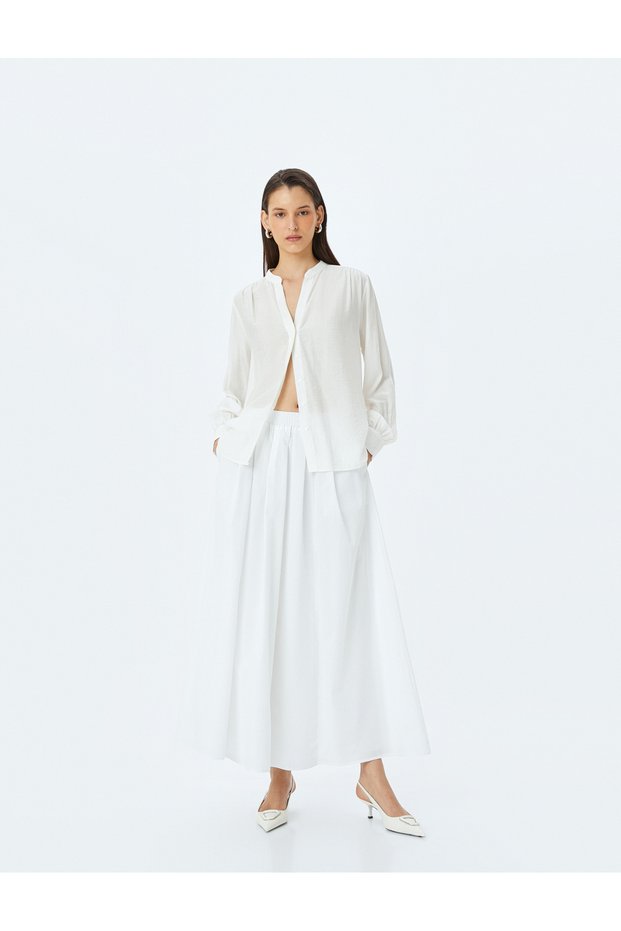 Lined High Waist Pocket Long Skirt