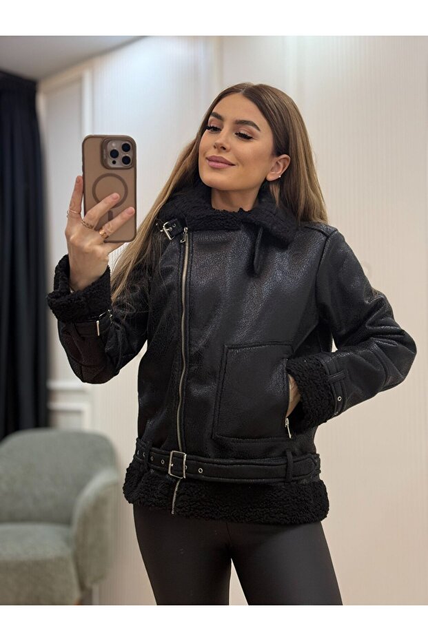 Varak Baskılı Kürklü Mont - 6