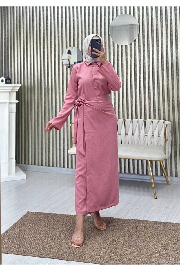 Sofia Linen Lace-Up Skirt Suit