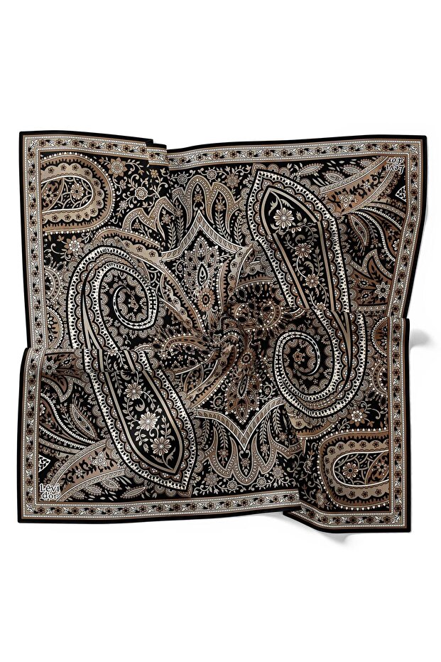 القهوة الرجعية نمط Twill وشاح حريري - 1