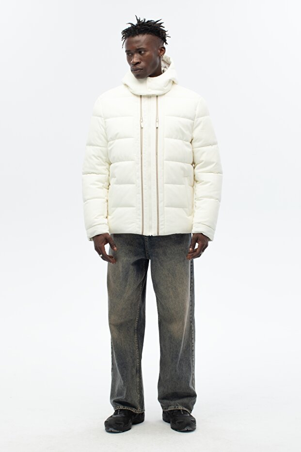 Hooded Water and Windproof Patterned Technical Coat - 1