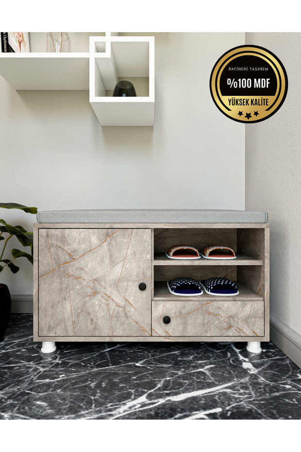 NOVA Ayakkabılık giriş oturak ve ayakkabılık kapaklı raflı mdf - 2