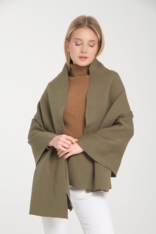 Plain Knitwear Knit Shoulder Shawl, Women's Stylish Comfortable Winter Shoulder Shawl, Shoulder Accessory, Puffy Scarf Shoulder Shawl