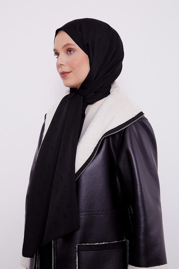 Siyah LVD Baskılı Blue Jakarlı Şal - 3