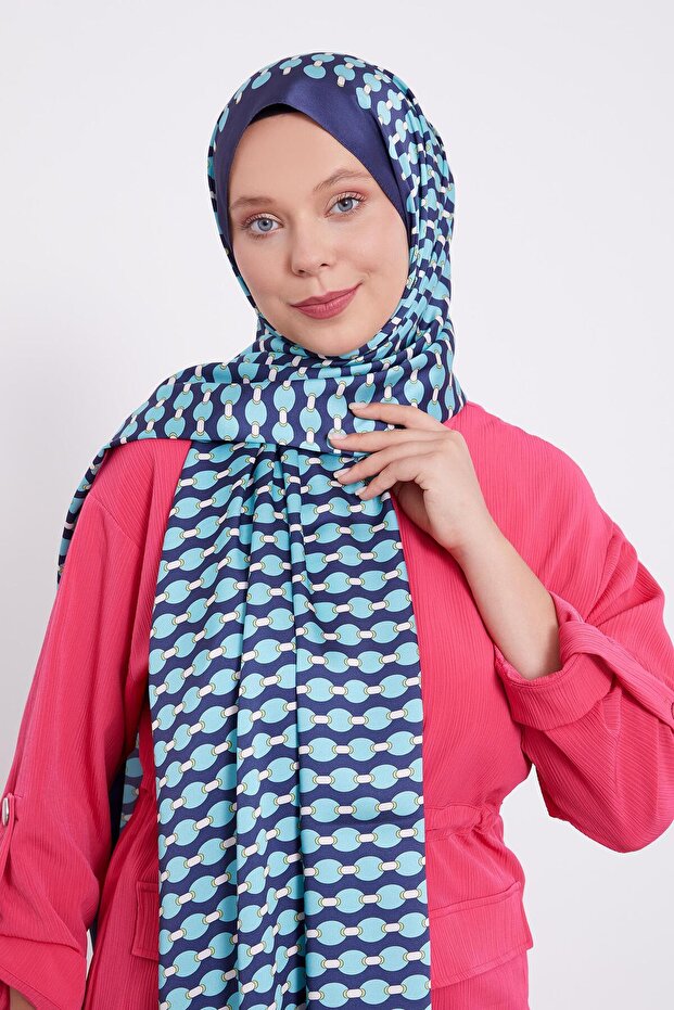 Navy Blue Ellipse Pattern Angel Shawl