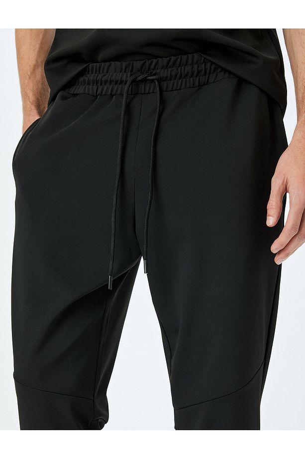 Dikiş Detaylı Beli Bağcıklı Jogger Spor Eşofman Altı - 5