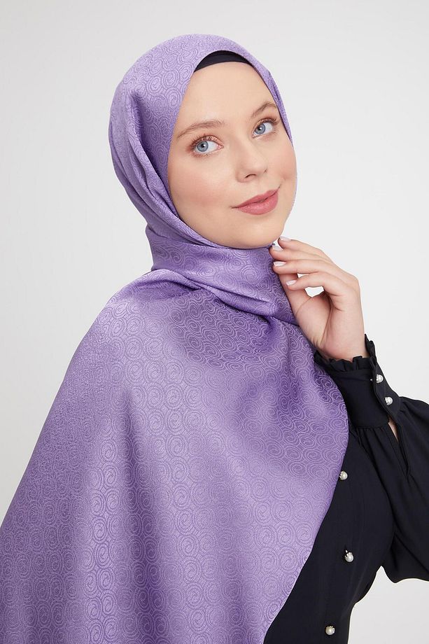 Mor Yuvarlak Desen Jakarlı Janjan Şal - 3