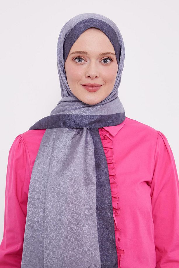 Füme Halka Desen Monogram Şal - 3
