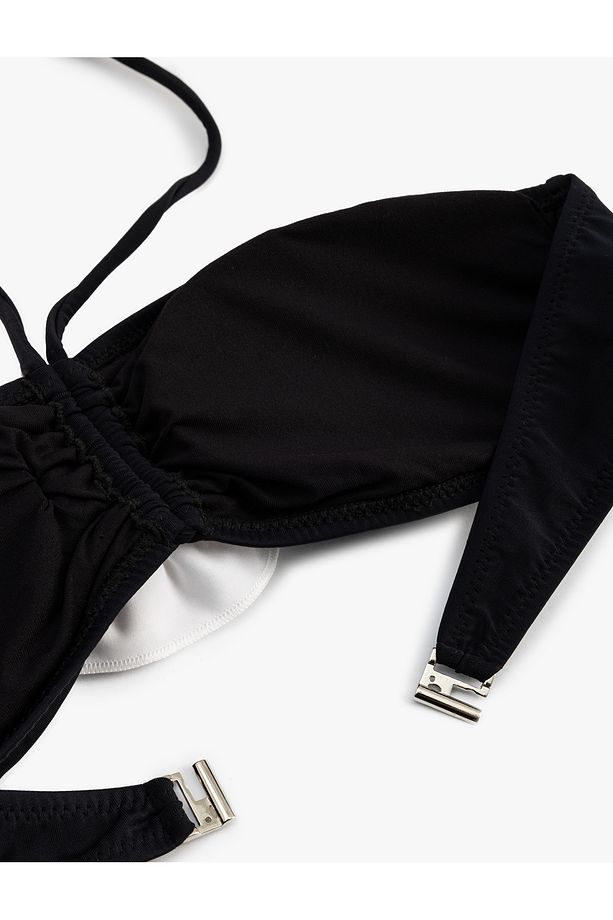 Çiçek Aplike Detaylı Straplez Bikini Üstü - 3