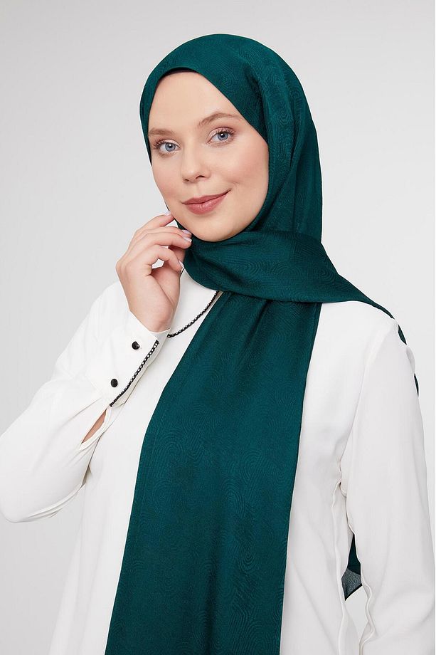 Zümrüt Hologram Desen Jakarlı Janjan Şal - 3