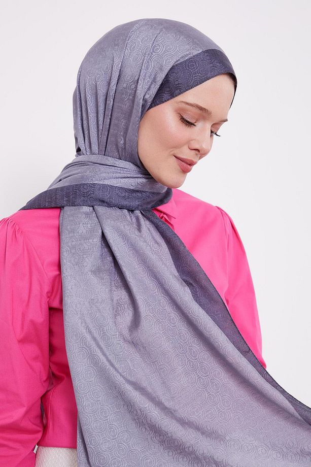 Füme Halka Desen Monogram Şal - 2