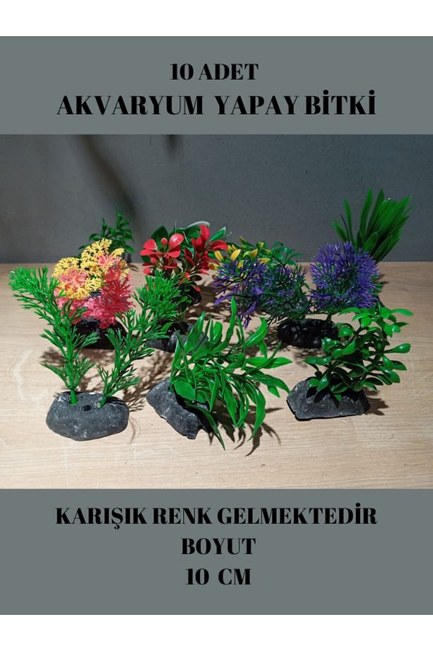 AKVARYUM 10 ADET YAPAY BİTKİ 10 CM - 1