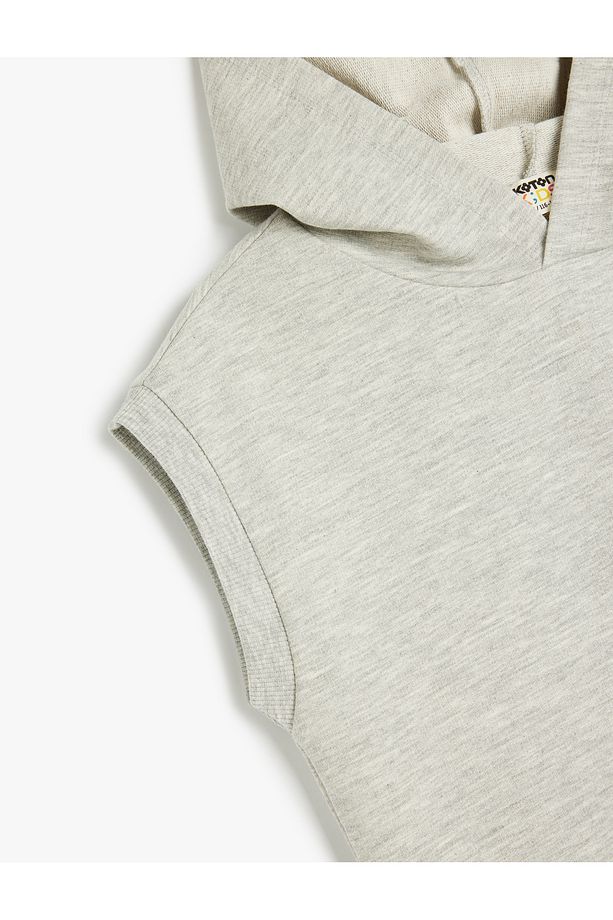 Pamuk Karışımlı Kapşonlu Kolsuz Sweatshirt - 3