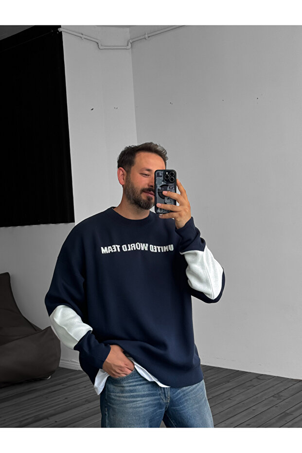 Lacivert New York Örme Sweatshirt JJ-104 - 7