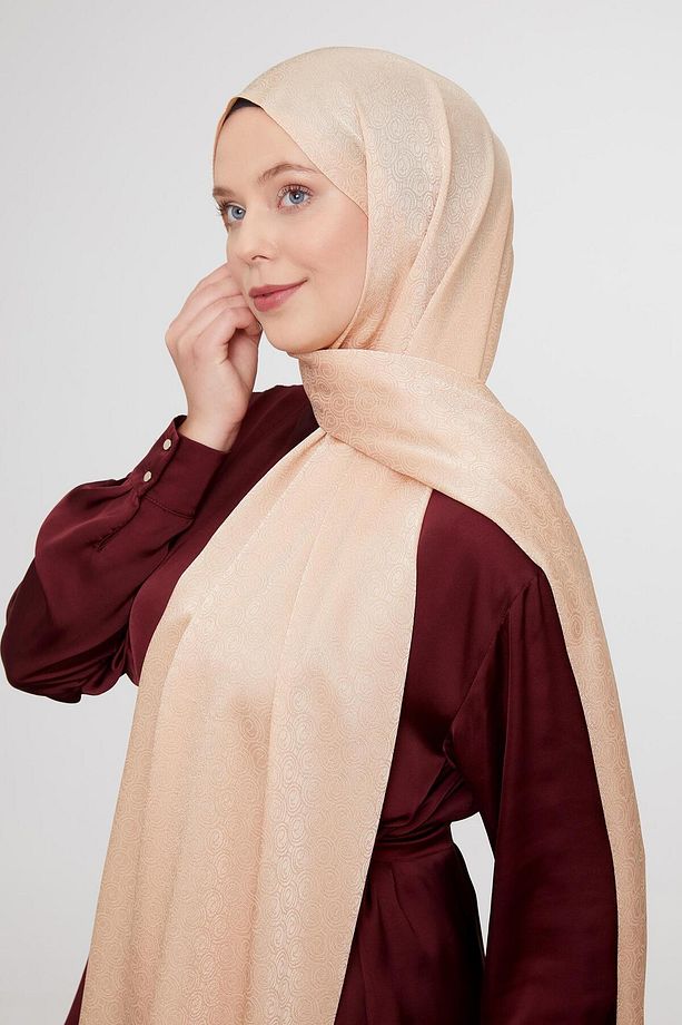 Yavruağzı Yuvarlak Desen Jakarlı Janjan Şal - 3