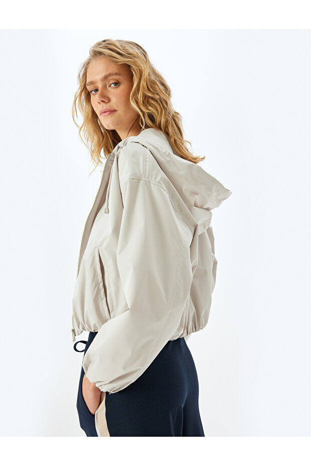 Long Sleeve Oversize Raincoat with Hooded Pockets