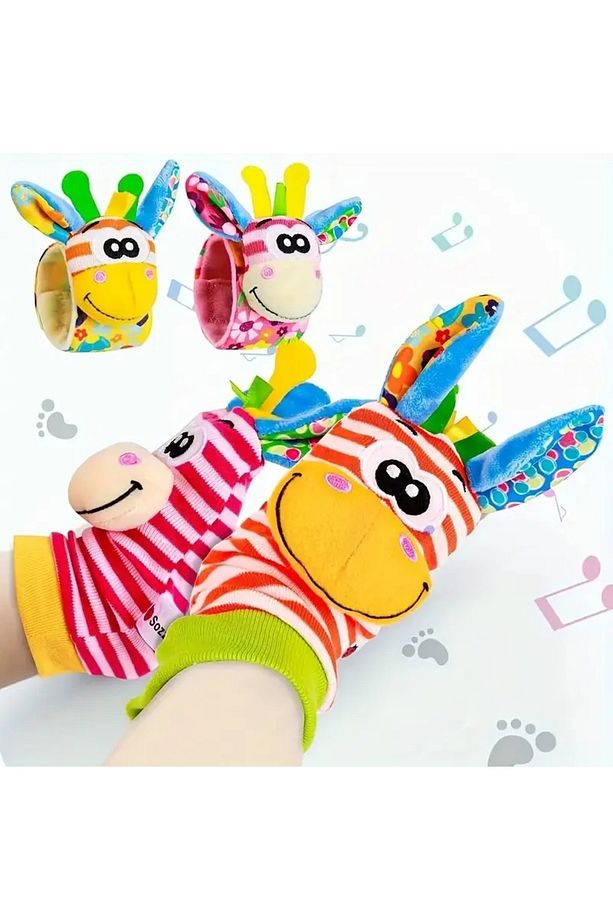Set Bebek Bilek Çıngırak Çorap Oyuncakları, Yeni Doğan Ayak Bulucu ve Bilek Çıngırak Seti - 3