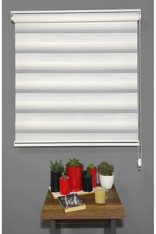 Gri - Beyaz Geçişli Zebra Perde 10069 V-05 - 4