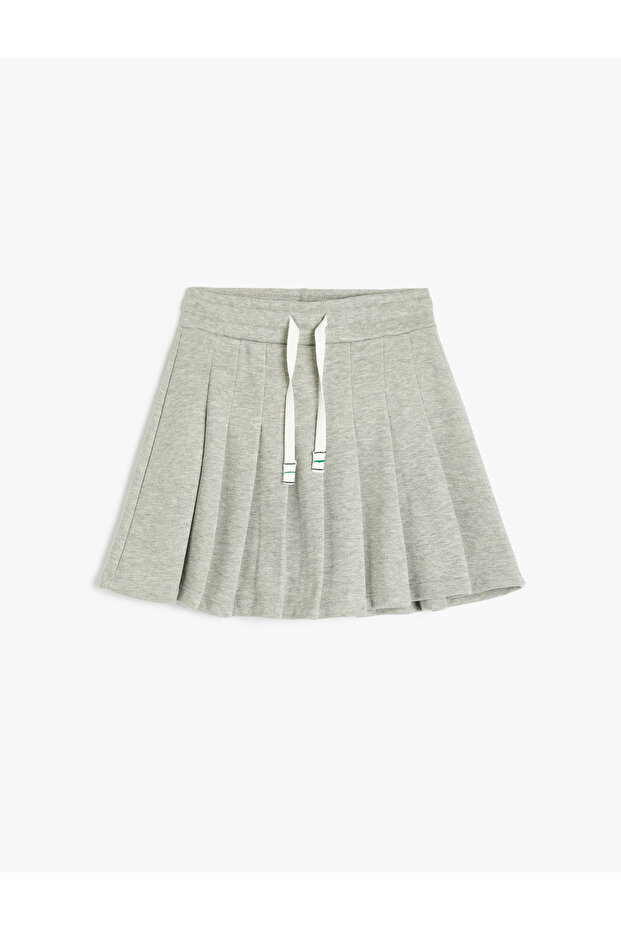 Thick Pleated Mini Skirt with Tie Waist