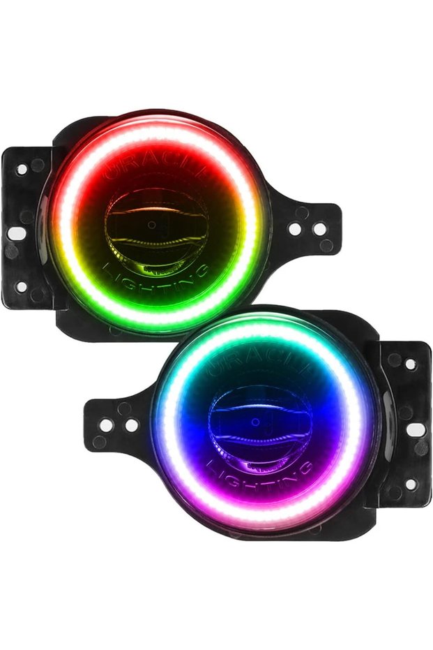 Jeep Wrangler JL & Gladiator JT 18-24 LED Fog Lights With Halo, Sport, ColorSHIFT, No Controller