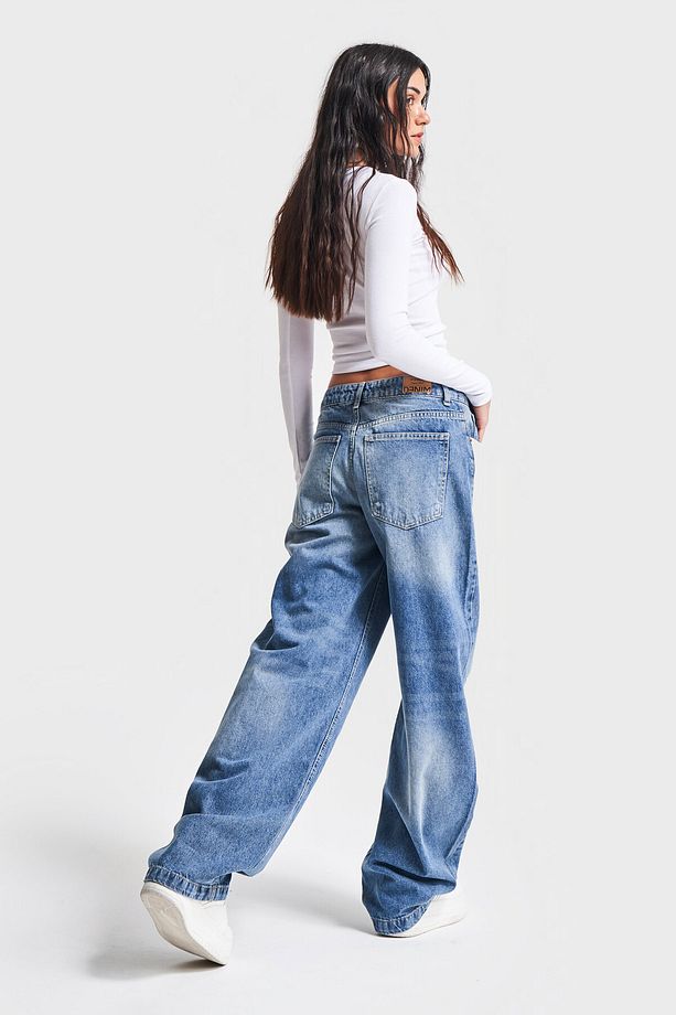 Kadın Kot Rengi 4S584 Cep Detaylı Baggy Fit Denim - 7