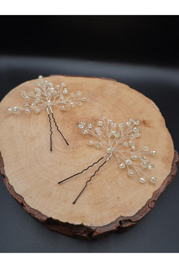 Beaded Scalloped Double Bridal Hair Clip